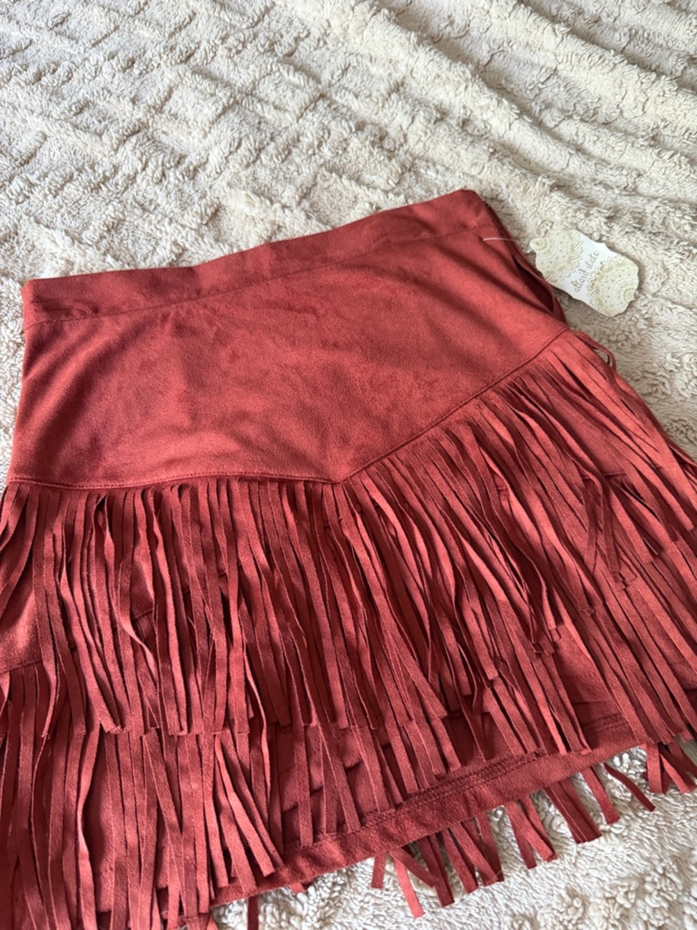 Altar'd State Rust Fringe Mini Skirt